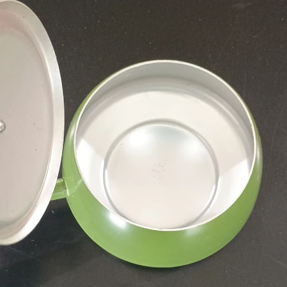 Elegant Vintage Green Aluminum Cookware with Wooden Handle Retro Decor